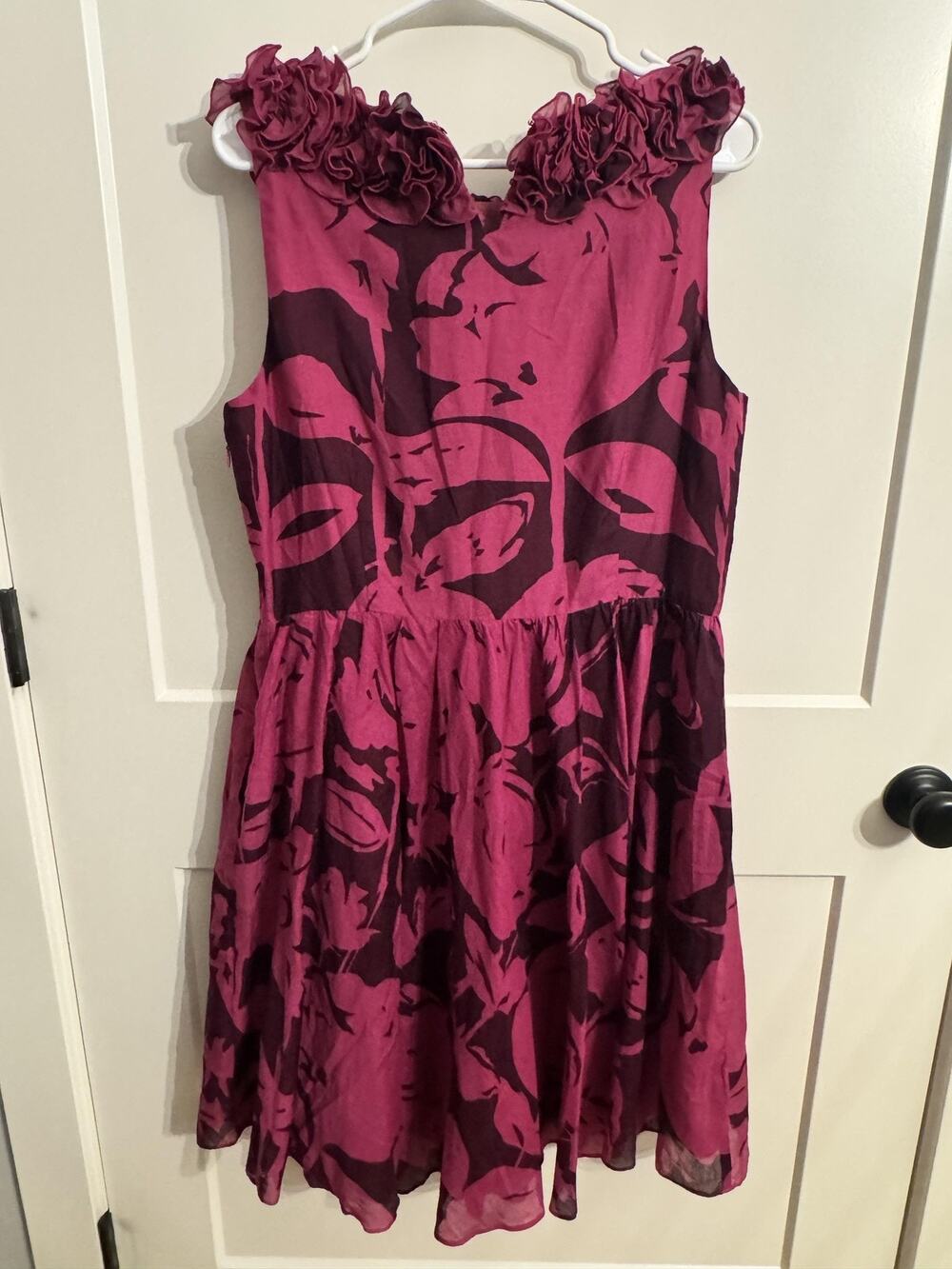 Gabby Skye Dress Sz 14 Pink Floral Ruffle Fit Flare Wedding Easter Office Boho